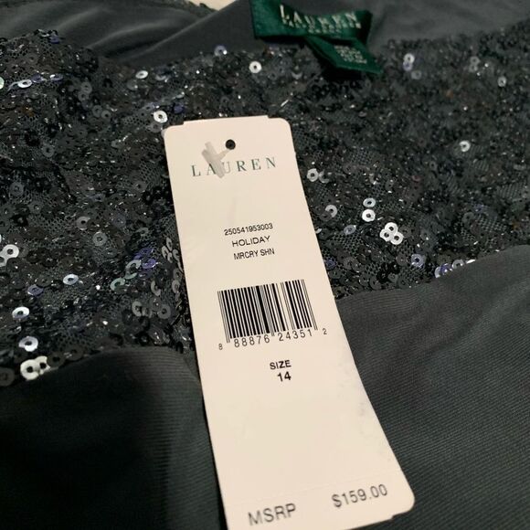 New Lauren Ralph Lauren Womens Holiday Sequin Mrcry Shn Gray Dress $159 - Picture 4 of 7